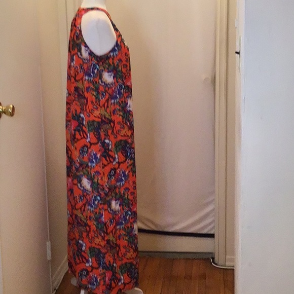 CATHRINES MALANDRINO MAXI ORANGE FLORAL DRESS SZ S - Picture 3 of 7